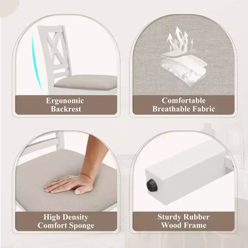 Tabourets de bar ergonomiques avec dossier en X, tissu respirant et repose-pieds, pour salle à manger et bar
