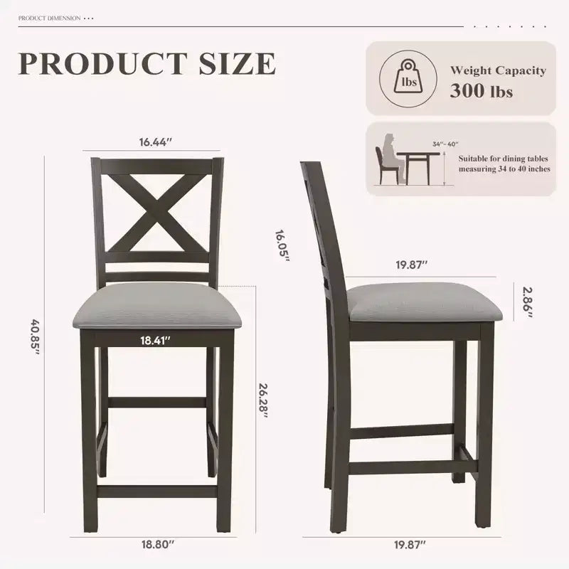 Tabourets de bar ergonomiques avec dossier en X, tissu respirant et repose-pieds, pour salle à manger et bar