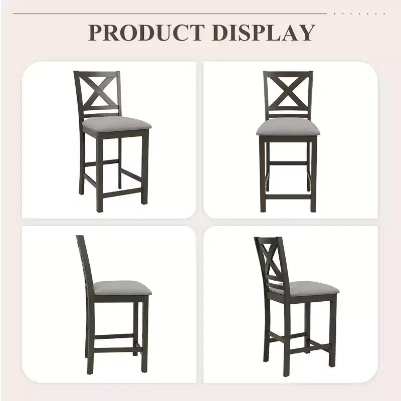 Tabourets de bar ergonomiques avec dossier en X, tissu respirant et repose-pieds, pour salle à manger et bar