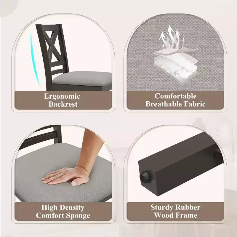 Tabourets de bar ergonomiques avec dossier en X, tissu respirant et repose-pieds, pour salle à manger et bar
