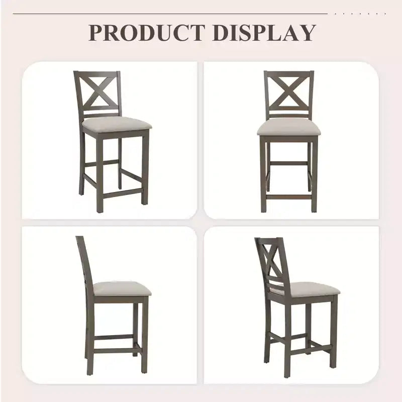 Tabourets de bar ergonomiques avec dossier en X, tissu respirant et repose-pieds, pour salle à manger et bar