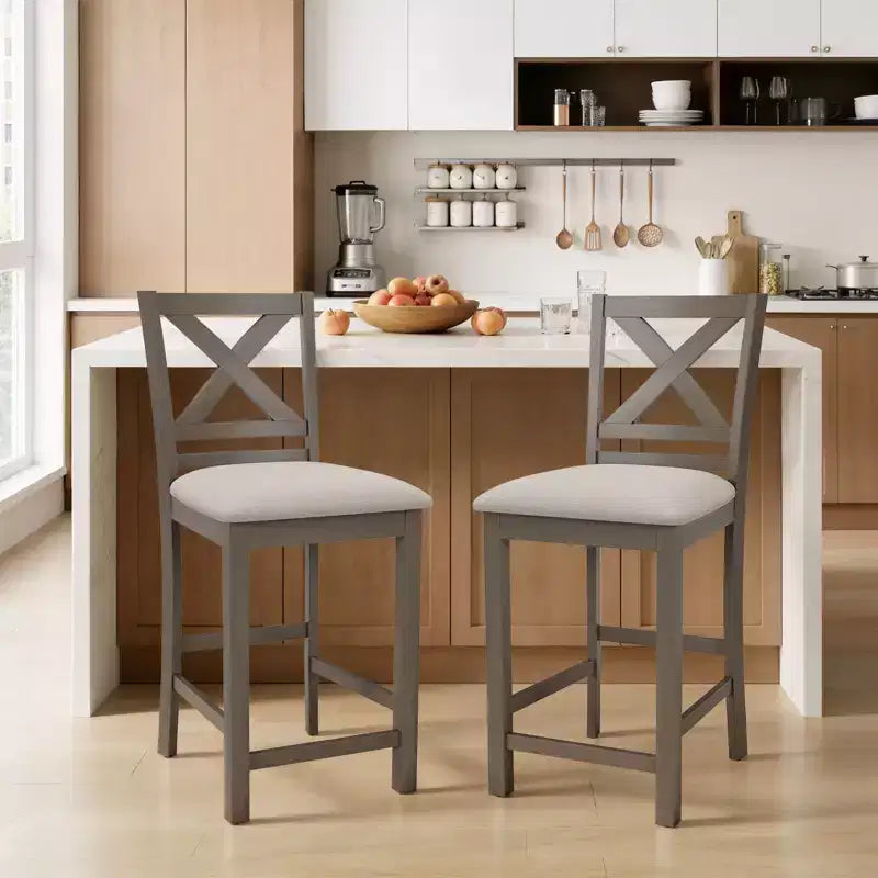 Tabourets de bar ergonomiques avec dossier en X, tissu respirant et repose-pieds, pour salle à manger et bar