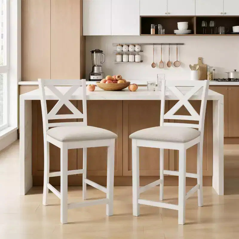 Tabourets de bar ergonomiques avec dossier en X, tissu respirant et repose-pieds, pour salle à manger et bar