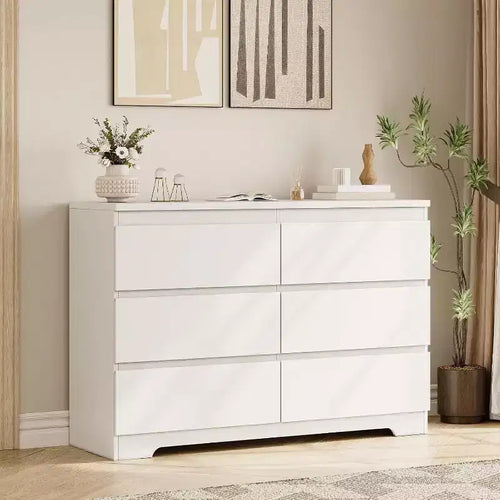 6-Drawer Dresser, Simply Modern Chest of Drawers for Bedroom, White