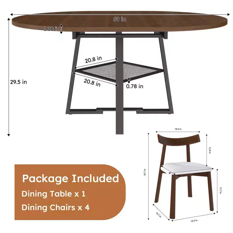 Ensemble de salle à manger extensible GDFStudio Raj Modern 5 pièces avec 4 chaises rembourrées en similicuir