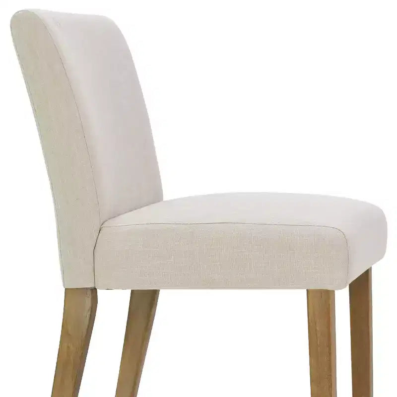 Ensemble de salle à manger extensible 47-83 pour 6 personnes, table en bois naturel et 6 chaises sans accoudoirs en lin avec pieds en bois massif pour salle à manger-Panipeachy