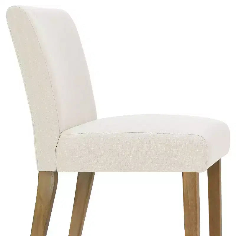 Ensemble de salle à manger extensible 47-83 pour 6 personnes, table en bois naturel et 6 chaises sans accoudoirs en lin avec pieds en bois massif pour salle à manger-Panipeachy