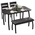 Dining Table Set for 4,Sturdy Wooden Kitchen Table with Chamfer Design and Metal Legs,Upholstered Bench&2 Classic Dinner Chairs,Kitchen and Dining Set