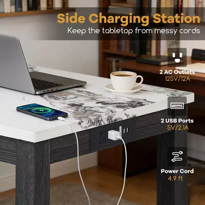 Ensemble table de bar 3 pièces Costway avec station de charge Table de petit-déjeuner moderne hauteur comptoir