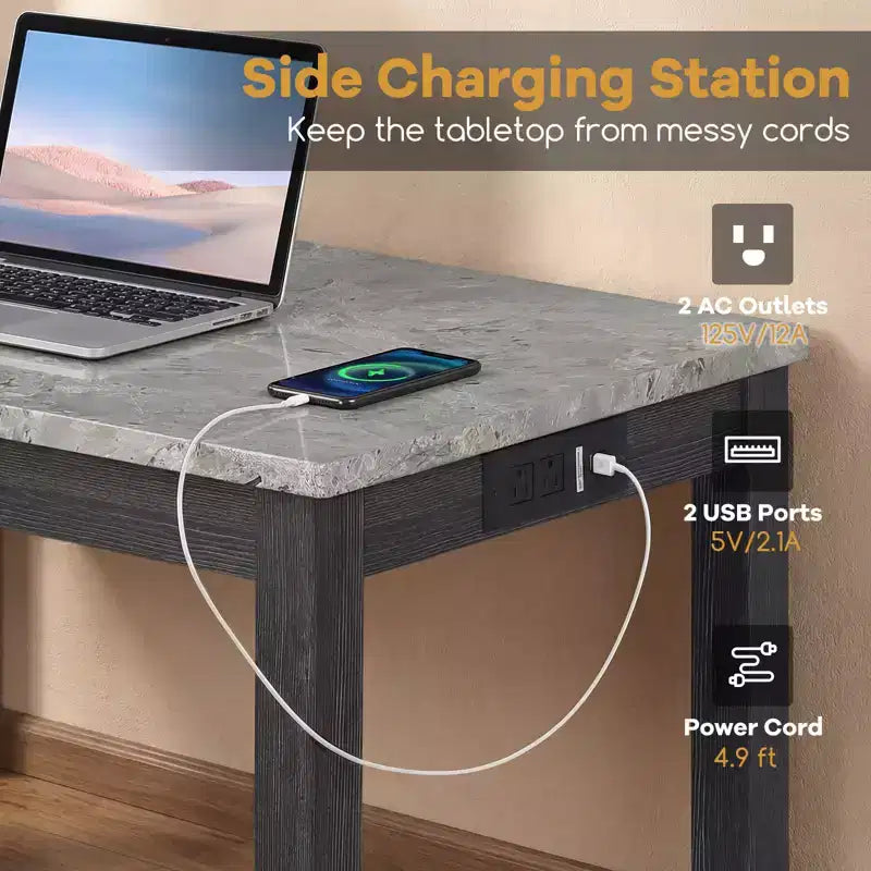 Ensemble table de bar 3 pièces Costway avec station de charge Table de petit-déjeuner moderne hauteur comptoir