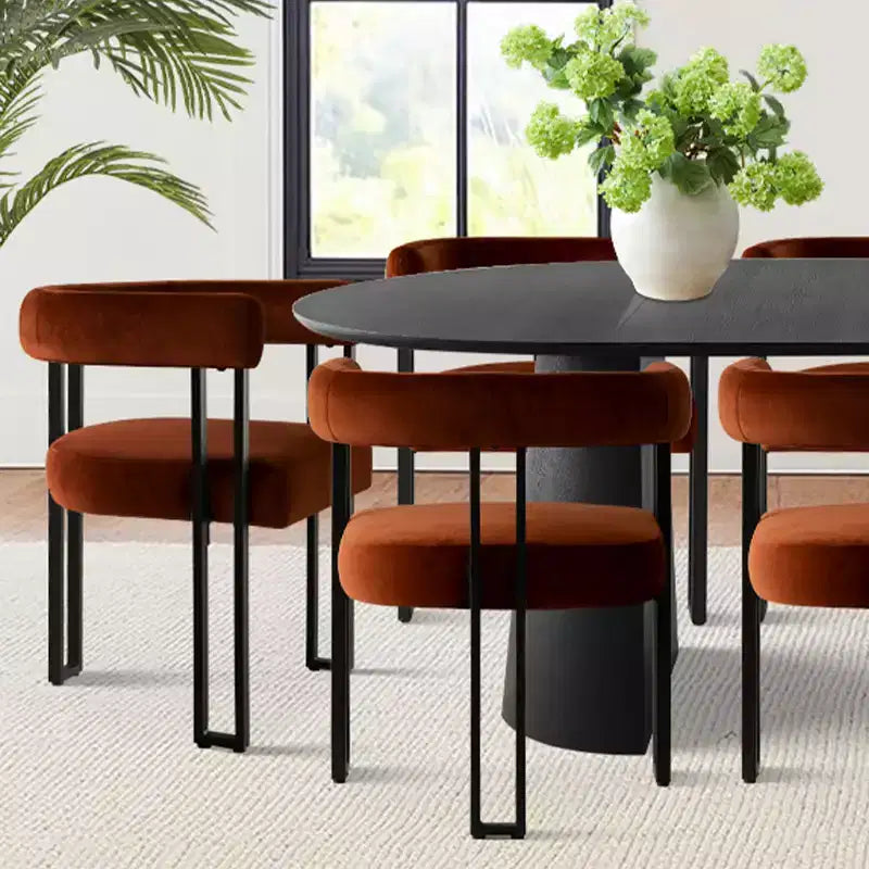 Ensemble de table à manger ronde extensible à ovale avec 8 chaises en velours, ensemble de salle à manger à pied central 3-en-1, pour 4 à 8 personnes, ensemble de salle à manger moderne - Panipeachy