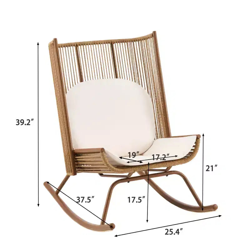 Christopher Knight Home Vijay Ensemble de repas d'extérieur 3 pièces avec table en bois d'acacia et chaises à bascule en fer