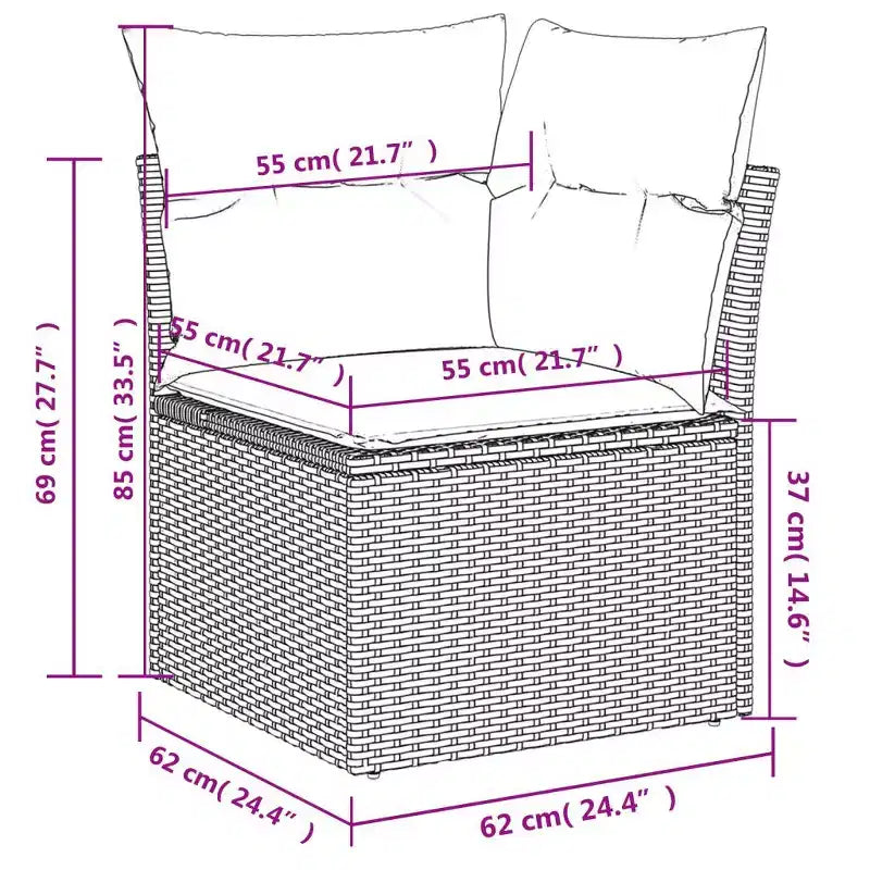 vidaXL Salon de jardin modulable avec coussins et rangement, disponible en différentes couleurs