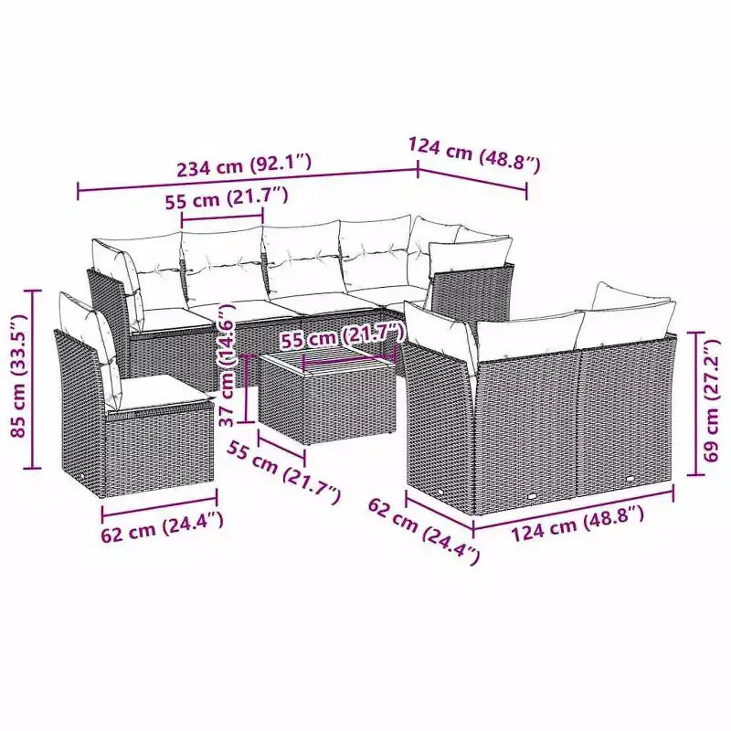 Ensemble de canapés de jardin modulaires vidaXL avec coussins