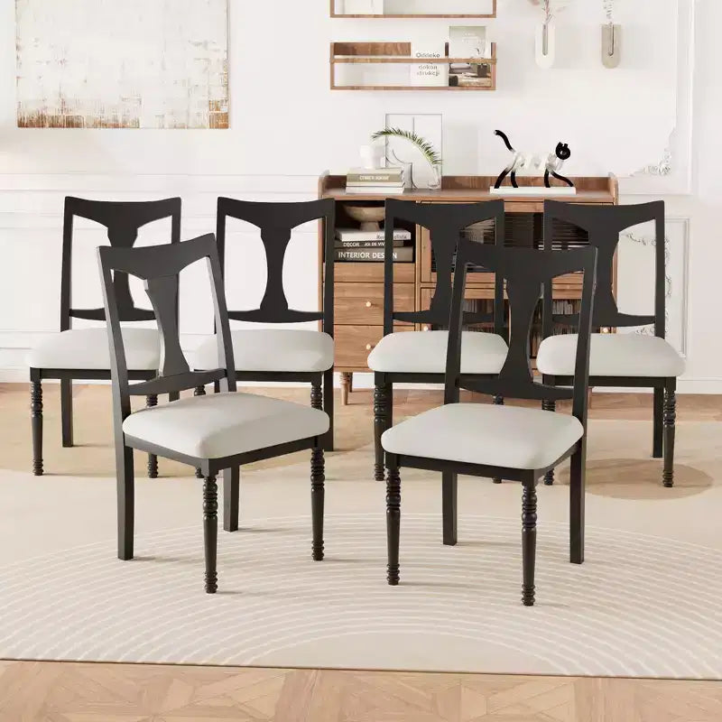 Ensemble de salle à manger 7 pièces extensible avec table de 152 à 198 cm et 6 chaises rembourrées