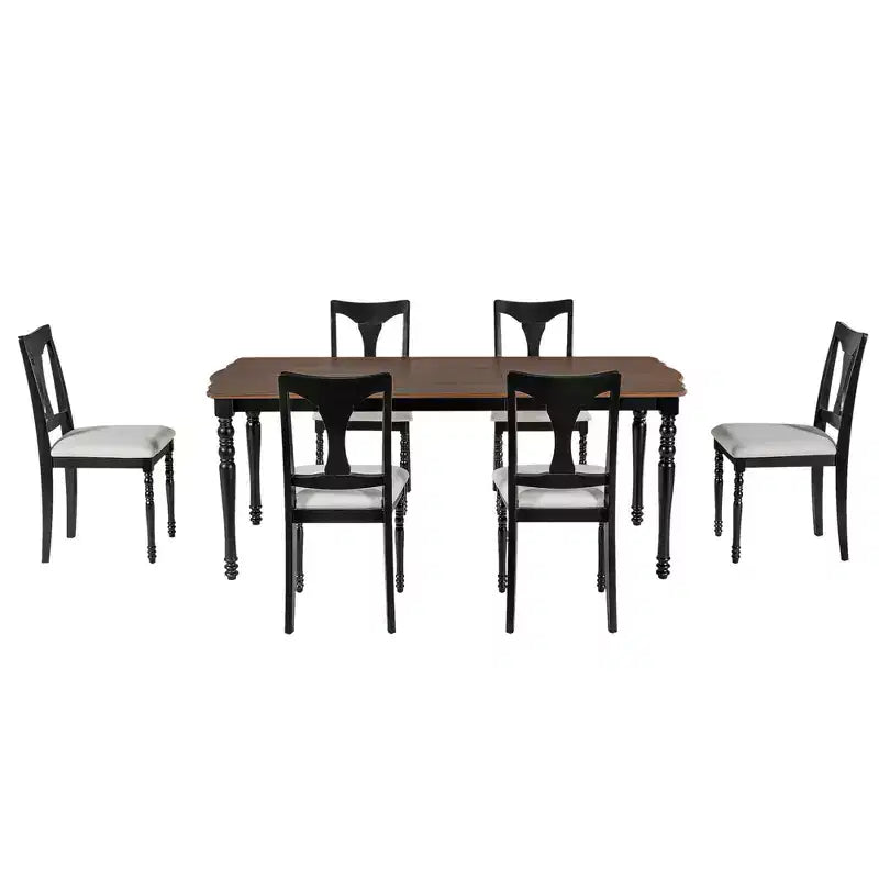 Ensemble de salle à manger 7 pièces extensible avec table de 152 à 198 cm et 6 chaises rembourrées