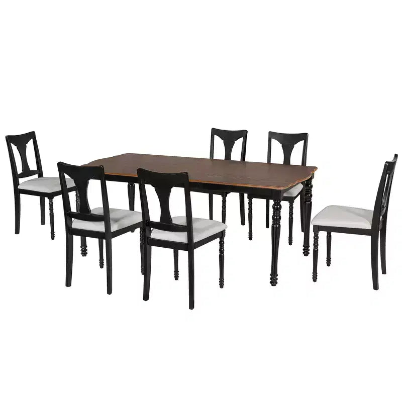 Ensemble de salle à manger 7 pièces extensible avec table de 152 à 198 cm et 6 chaises rembourrées
