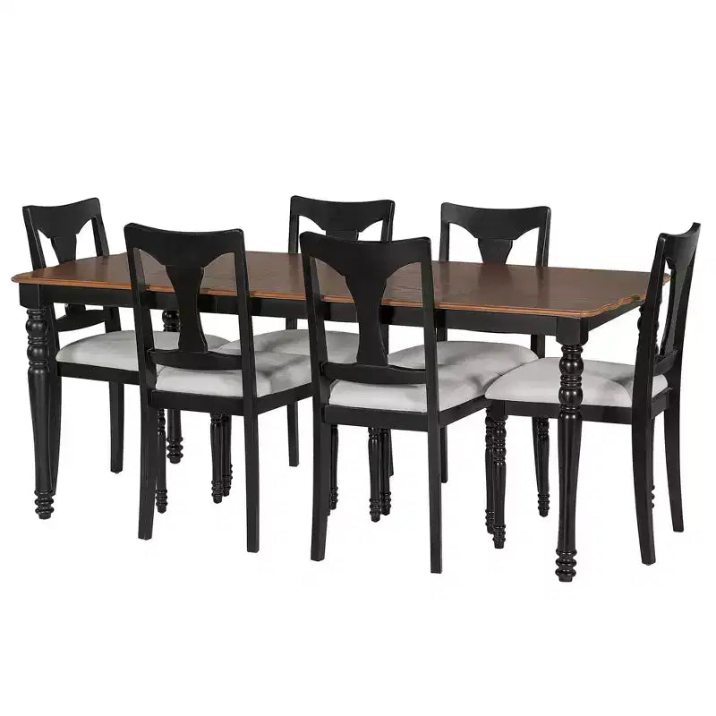 Ensemble de salle à manger 7 pièces extensible avec table de 152 à 198 cm et 6 chaises rembourrées