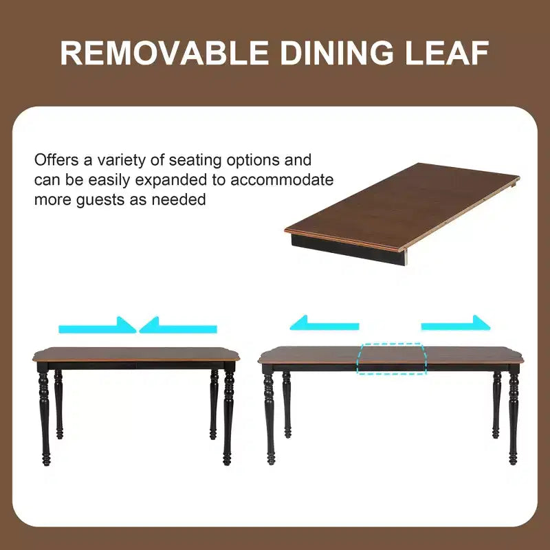 Ensemble de salle à manger 7 pièces extensible avec table de 152 à 198 cm et 6 chaises rembourrées