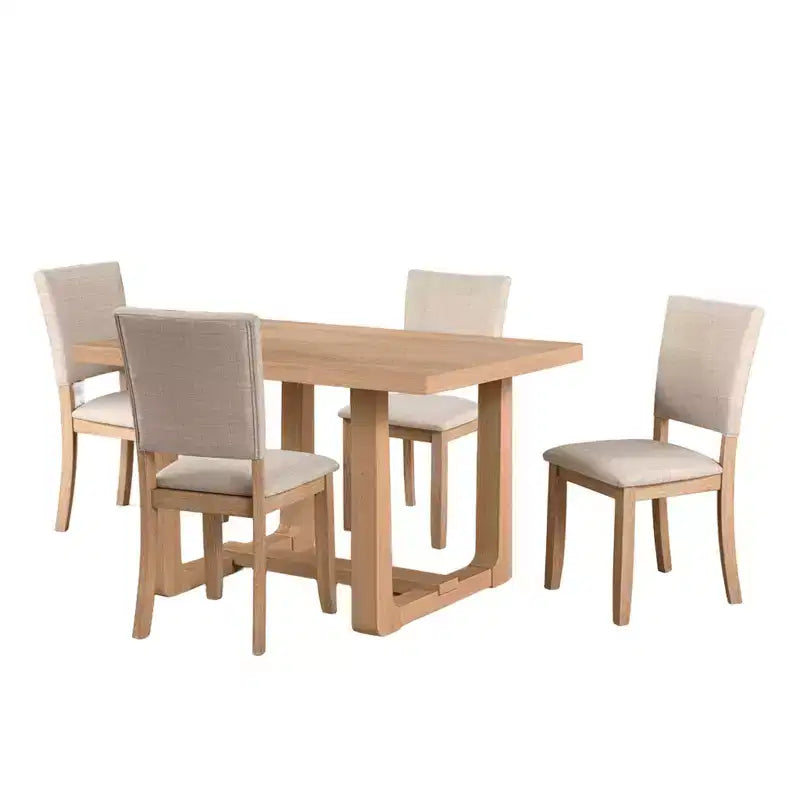 Ensemble de salle à manger transitionnel 5 pièces GDFStudio Carter en bois avec chaises rembourrées