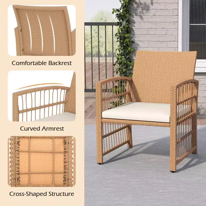 Costway Ensemble de Conversation de Patio 5 Pièces en Rotin PE avec Coussins