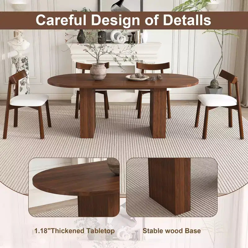 Ensemble table à manger ovale 4 places en bois GDFStudio Hayden Farmhouse de 62,9 pouces