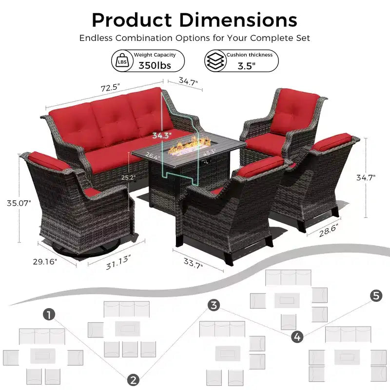 Ensemble d'extérieur premium UPTIOT avec fauteuils à bascule, fauteuils pivotants, canapé et brasero pour une détente optimale