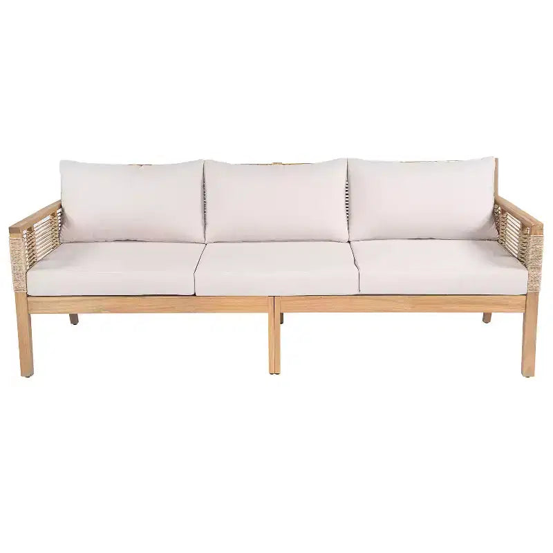 GDFStudio Brynn Ensemble de conversation 3 pièces en bois d'acacia avec canapé 3 places et 2 tables basses