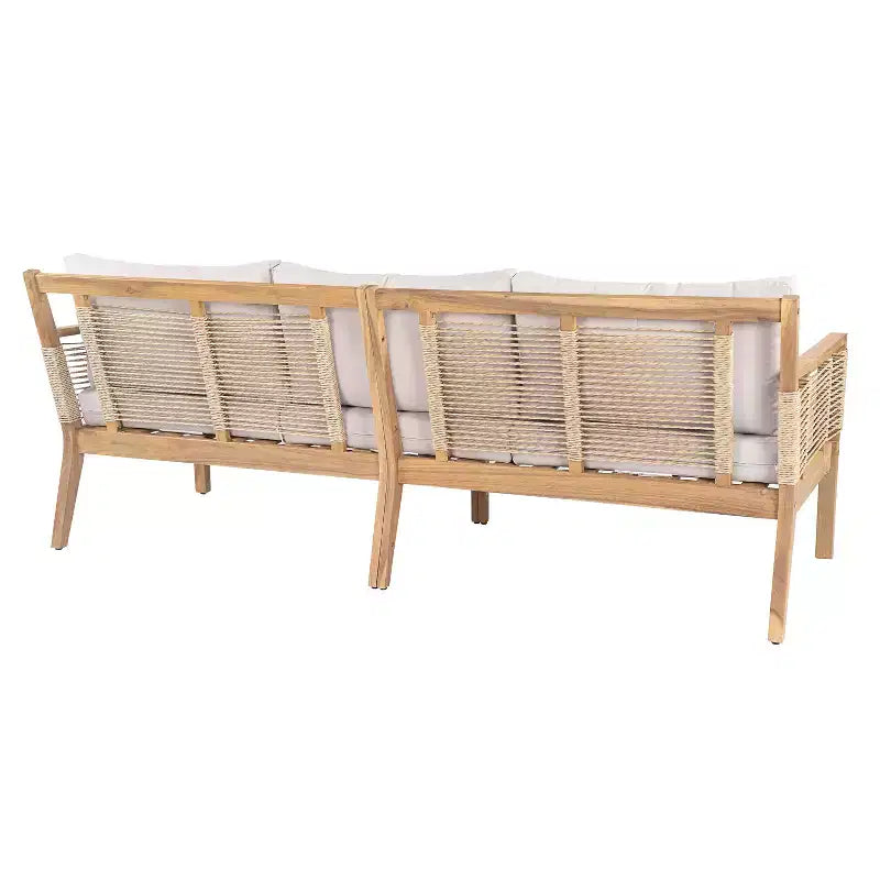 GDFStudio Brynn Ensemble de conversation 3 pièces en bois d'acacia avec canapé 3 places et 2 tables basses