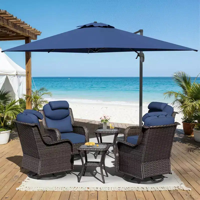 Ensemble de relaxation d'extérieur UPTIOT avec fauteuils à bascule, tables d'appoint et parasol pour terrasse