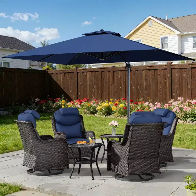 Ensemble de relaxation d'extérieur UPTIOT avec fauteuils à bascule, tables d'appoint et parasol pour terrasse