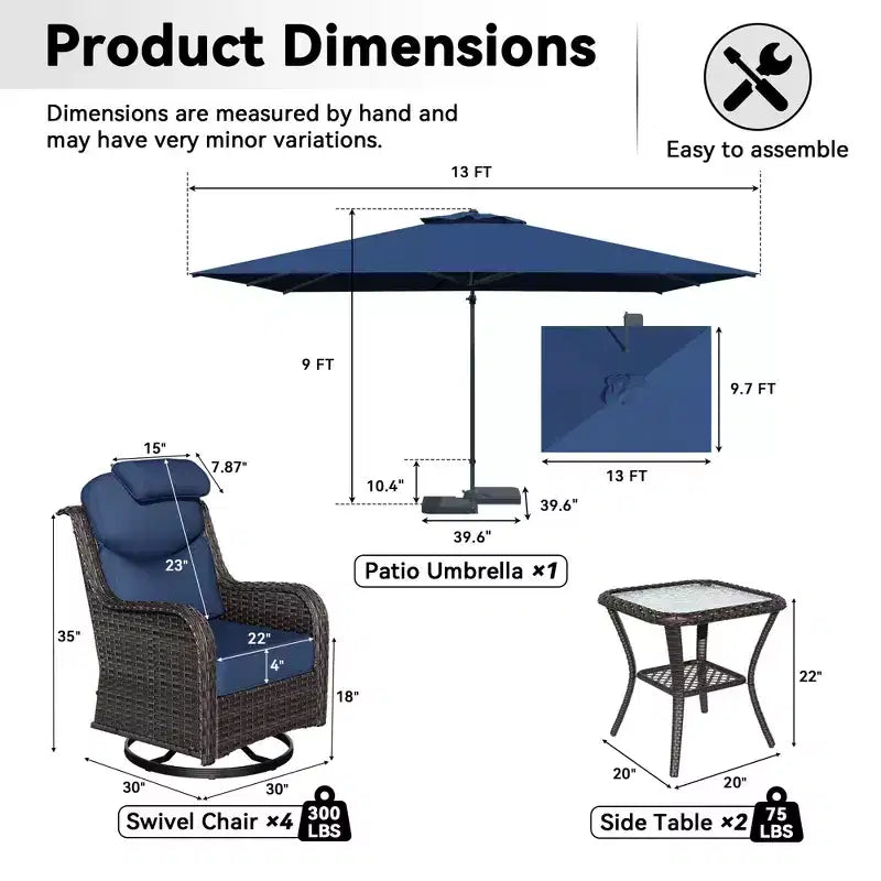 Ensemble de relaxation d'extérieur UPTIOT avec fauteuils à bascule, tables d'appoint et parasol pour terrasse