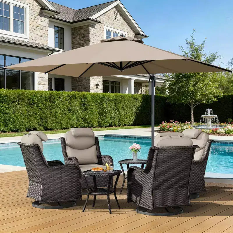 Ensemble de relaxation d'extérieur UPTIOT avec fauteuils à bascule, tables d'appoint et parasol pour terrasse