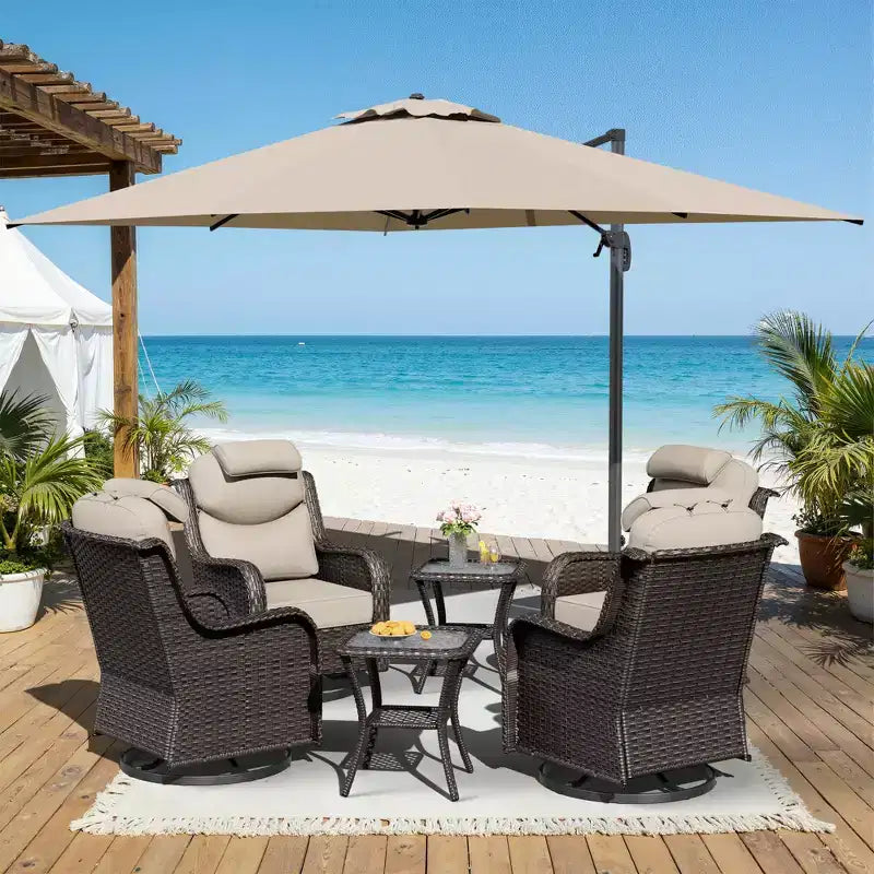 Ensemble de relaxation d'extérieur UPTIOT avec fauteuils à bascule, tables d'appoint et parasol pour terrasse