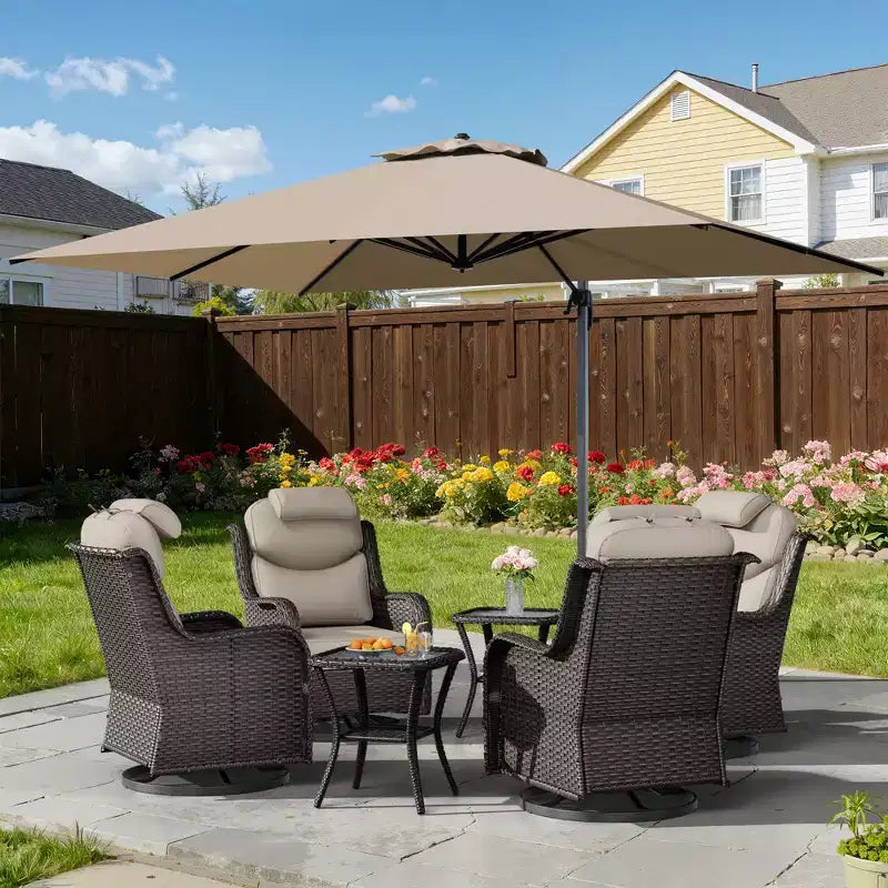 Ensemble de relaxation d'extérieur UPTIOT avec fauteuils à bascule, tables d'appoint et parasol pour terrasse