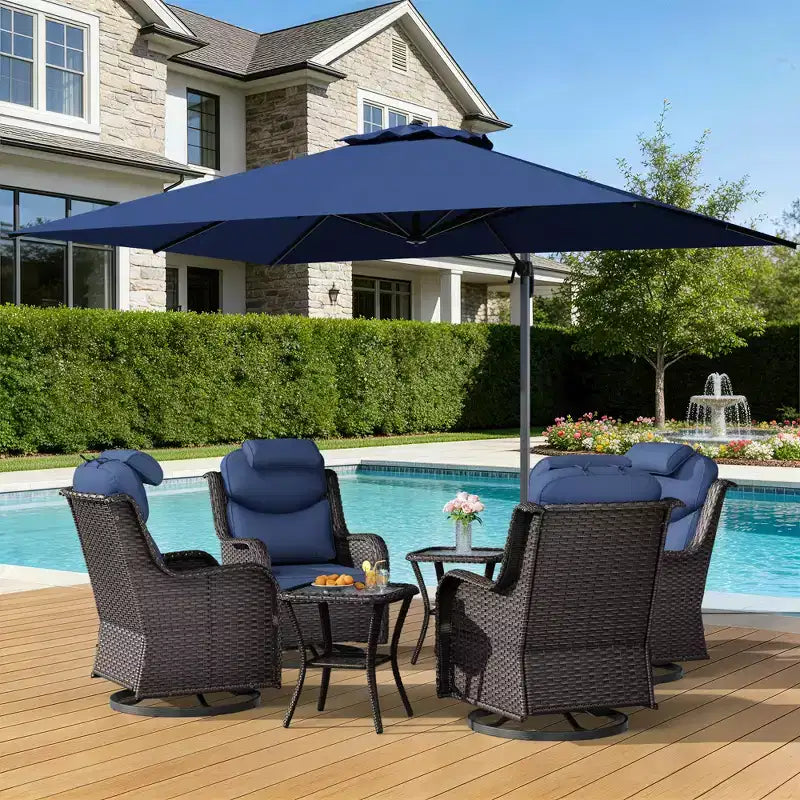 Ensemble de relaxation d'extérieur UPTIOT avec fauteuils à bascule, tables d'appoint et parasol pour terrasse