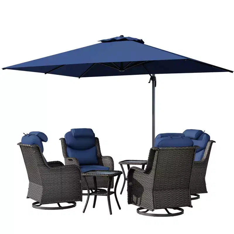 Ensemble de relaxation d'extérieur UPTIOT avec fauteuils à bascule, tables d'appoint et parasol pour terrasse