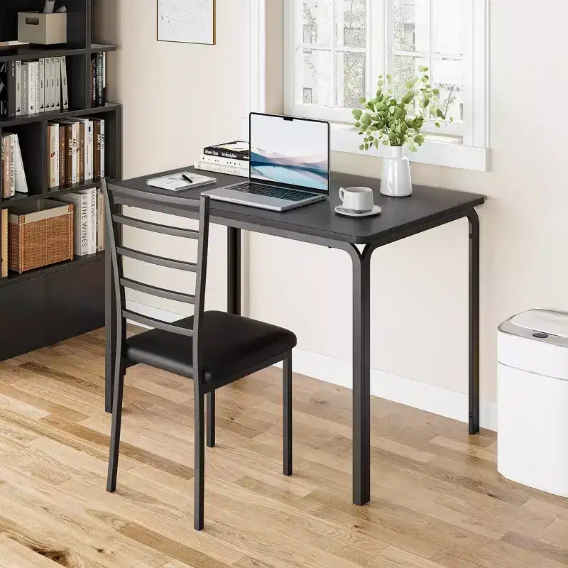 COZONY Ensemble Table et Chaises de Cuisine 5 Pièces pour 4 Personnes, Ensemble de Table à Manger Rectangulaire avec 4 Chaises Rembourrées, Ensemble Dînette Gain de Place