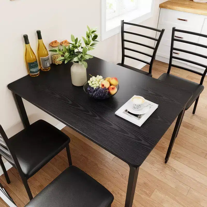 COZONY Ensemble Table et Chaises de Cuisine 5 Pièces pour 4 Personnes, Ensemble de Table à Manger Rectangulaire avec 4 Chaises Rembourrées, Ensemble Dînette Gain de Place