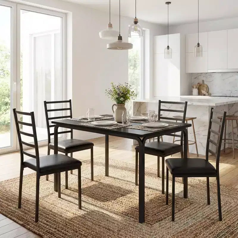 COZONY 5 Piece Kitchen Table and Chairs Set for 4, Rectangular Dining Table Set with 4 Upholstered Chairs, Space Saving Dinette Set