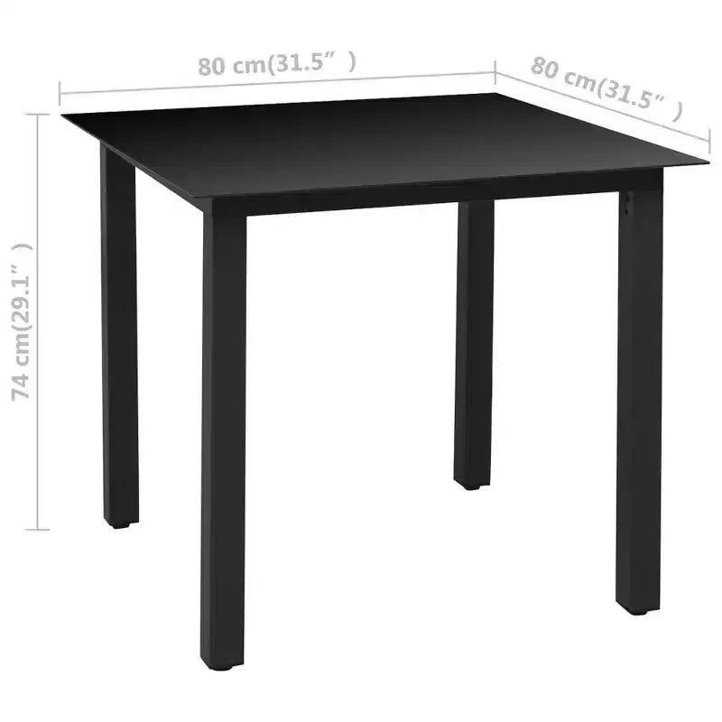 vidaXL Salon de jardin noir, en rotin PE, aluminium et verre, petit modèle