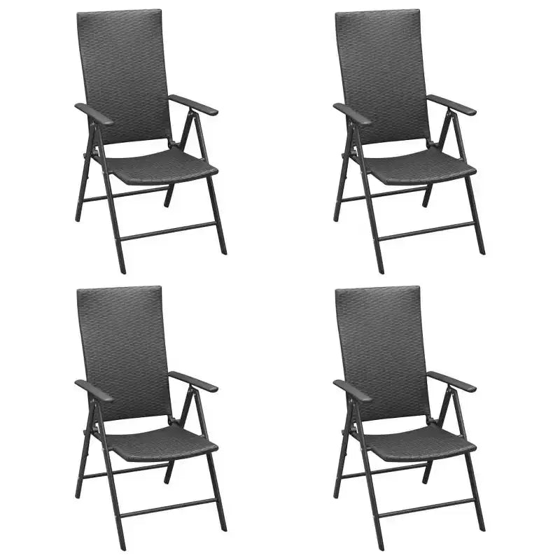 vidaXL Salon de jardin noir, en rotin PE, aluminium et verre, petit modèle