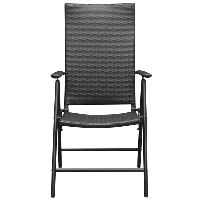 vidaXL Salon de jardin noir, en rotin PE, aluminium et verre, petit modèle
