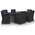 vidaXL Dining Set Black PE rattan 7 Piece Removable Covers