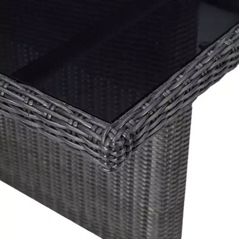 vidaXL Ensemble de salle à manger 7 pcs en résine tressée noir Coussins déhoussables