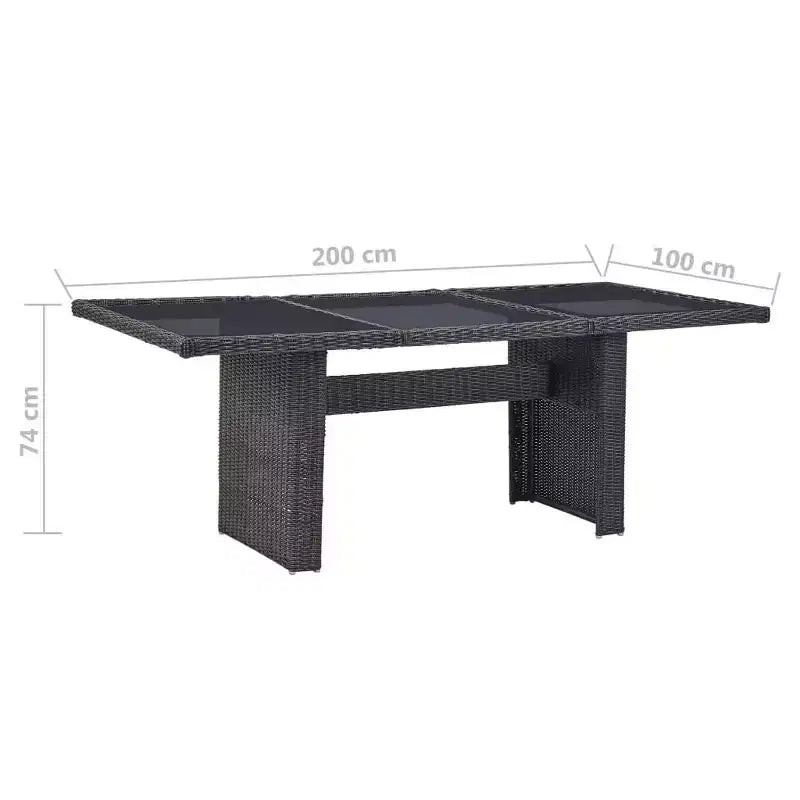 vidaXL Ensemble de salle à manger 7 pcs en résine tressée noir Coussins déhoussables