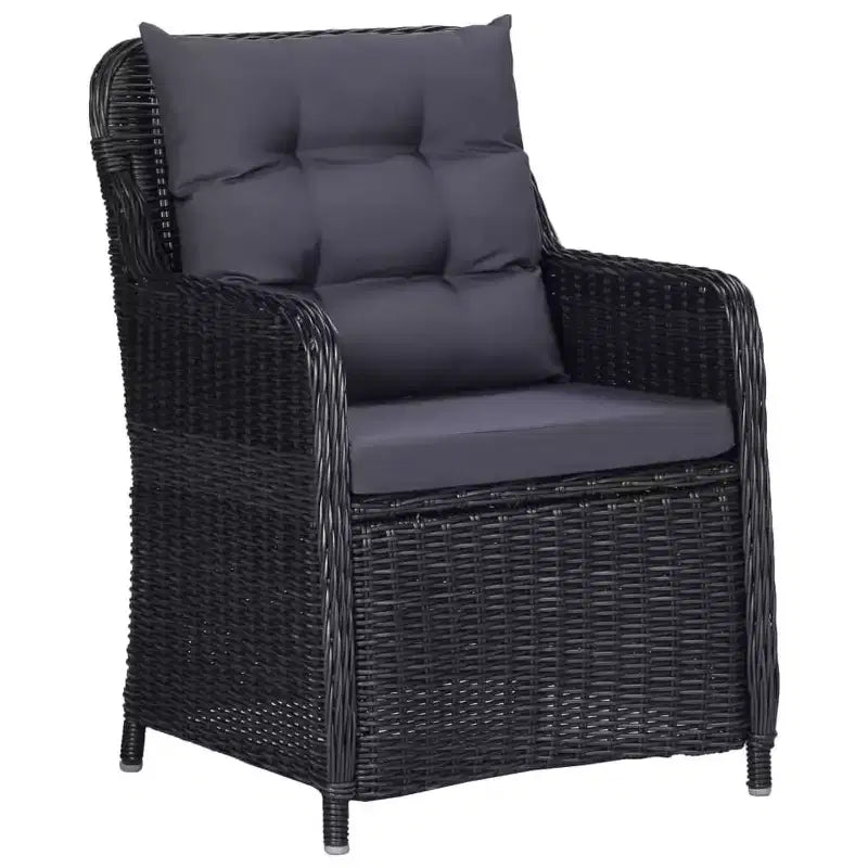 vidaXL Ensemble de salle à manger 7 pcs en résine tressée noir Coussins déhoussables