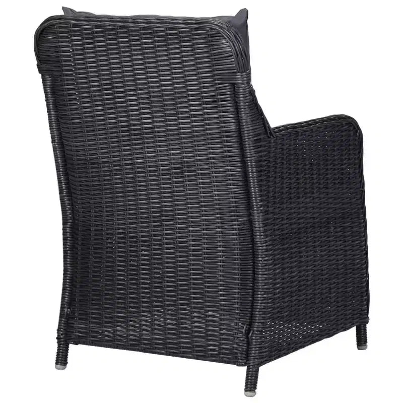 vidaXL Ensemble de salle à manger 7 pcs en résine tressée noir Coussins déhoussables