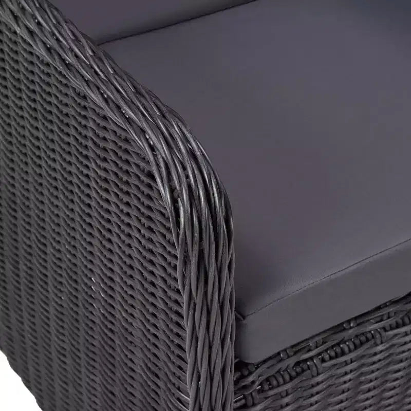vidaXL Ensemble de salle à manger 7 pcs en résine tressée noir Coussins déhoussables