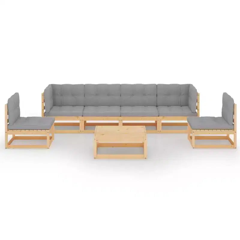vidaXL Salon de jardin Coussins gris Bois de pin massif Grand Modulable